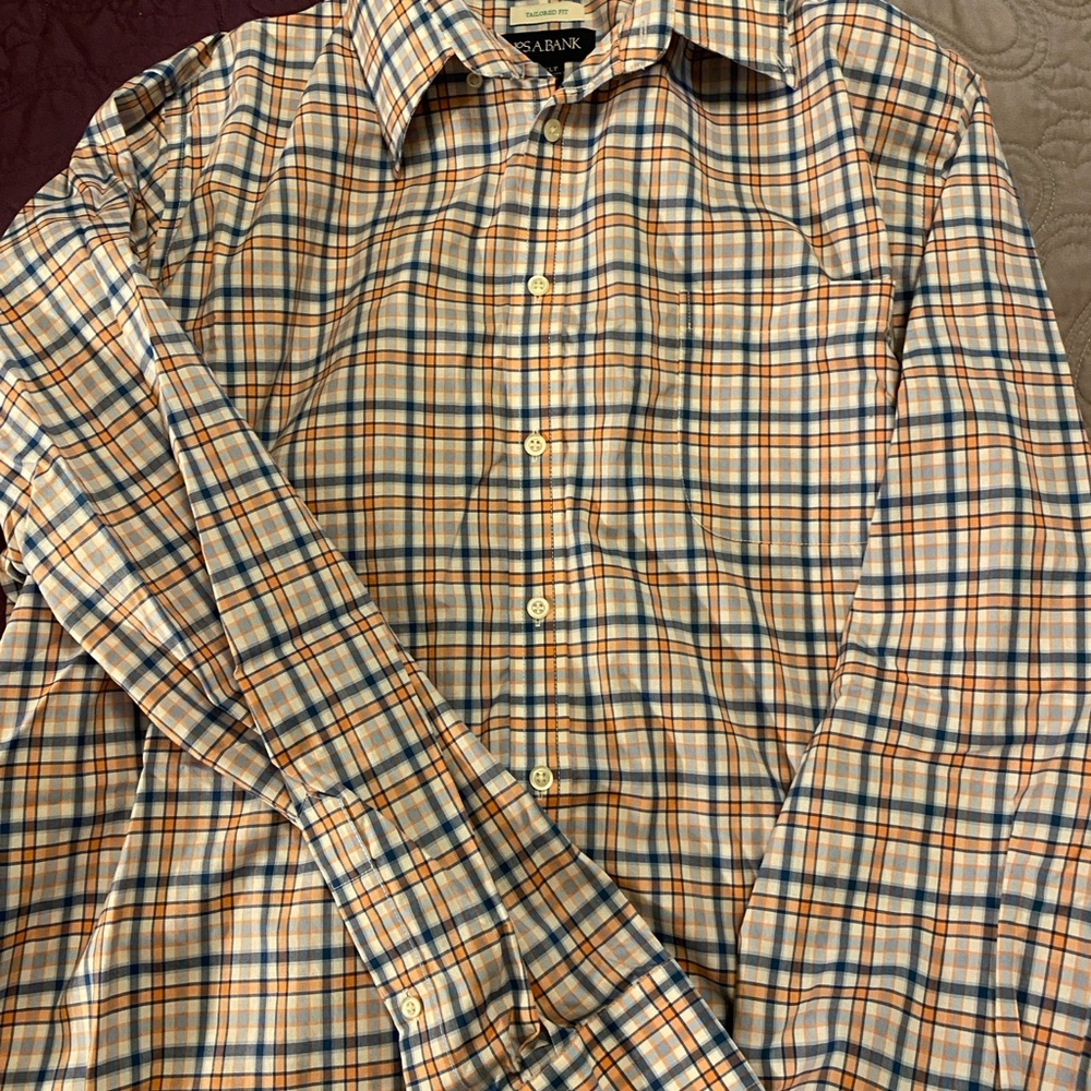 Jos. A. Bank Casual Button Down Shirt Blue and Orange